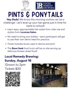 Pints & Ponytails: August 16, Noon-2