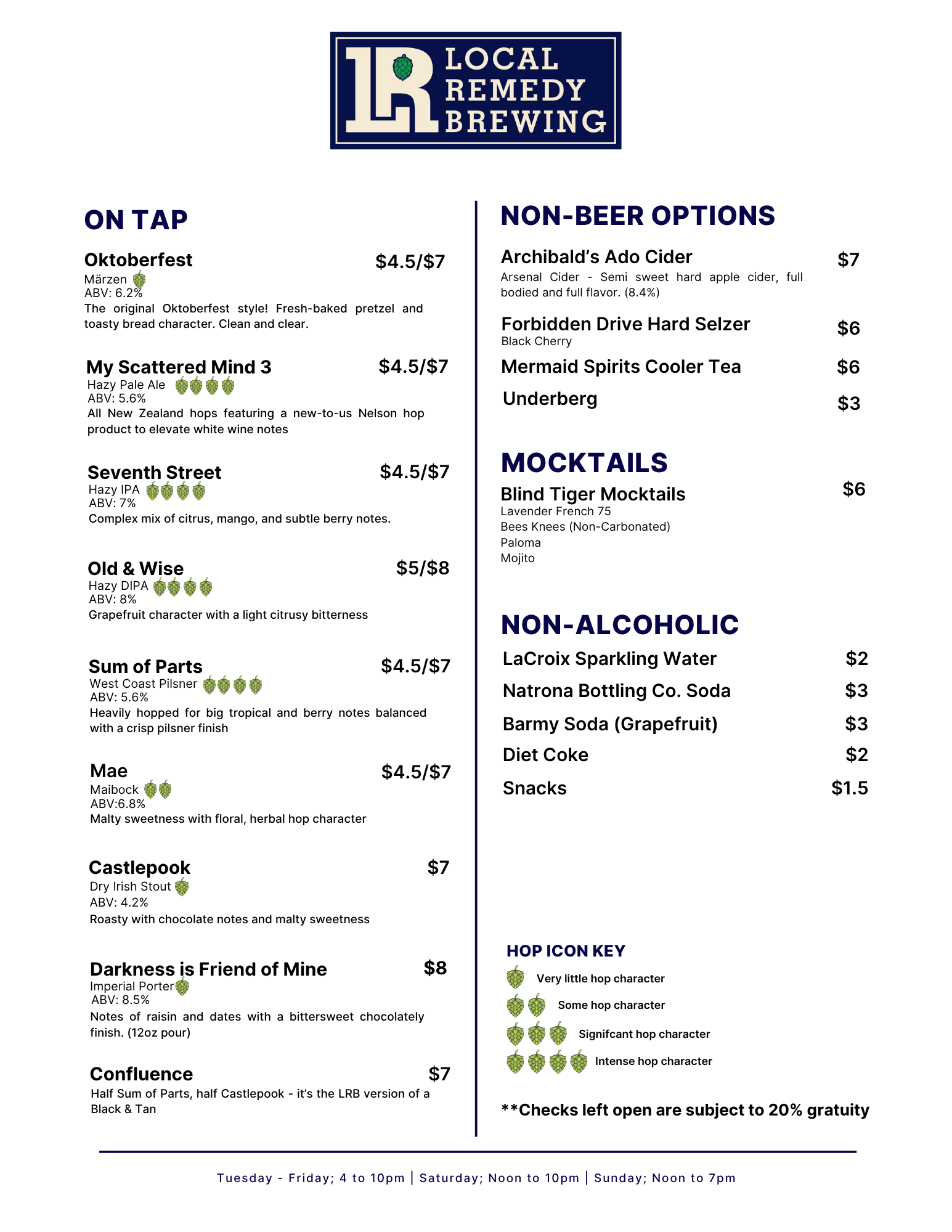 Menu092926 Taproom Menu September 29 - October 10